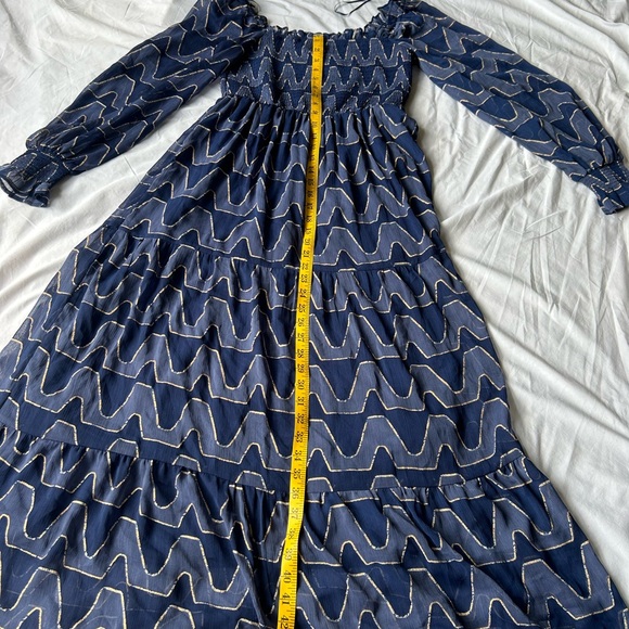 Anthropologie Moon River blue print maxi dress. Smocked bodice. Square neck M - Picture 12 of 14